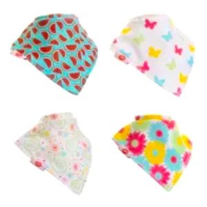 Zippy Fun Baby Bandana Set of 4 Bibs -new